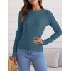 imageZESICA Womens Long Sleeve Crewneck Shirts 2025 Fall Ribbed Knit Sweater Slim Fitted Casual Basic Tee TopsDarkblue
