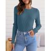 imageZESICA Womens Long Sleeve Crewneck Shirts 2025 Fall Ribbed Knit Sweater Slim Fitted Casual Basic Tee TopsDarkblue