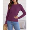 imageZESICA Womens Long Sleeve Crewneck Shirts 2025 Fall Ribbed Knit Sweater Slim Fitted Casual Basic Tee TopsFuchsia
