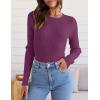 imageZESICA Womens Long Sleeve Crewneck Shirts 2025 Fall Ribbed Knit Sweater Slim Fitted Casual Basic Tee TopsFuchsia