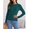 imageZESICA Womens Long Sleeve Crewneck Shirts 2025 Fall Ribbed Knit Sweater Slim Fitted Casual Basic Tee TopsGreen