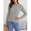 imageZESICA Womens Long Sleeve Crewneck Shirts 2025 Fall Ribbed Knit Sweater Slim Fitted Casual Basic Tee TopsGrey