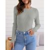 imageZESICA Womens Long Sleeve Crewneck Shirts 2025 Fall Ribbed Knit Sweater Slim Fitted Casual Basic Tee TopsGrey