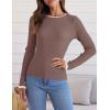 imageZESICA Womens Long Sleeve Crewneck Shirts 2025 Fall Ribbed Knit Sweater Slim Fitted Casual Basic Tee TopsMocha