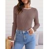 imageZESICA Womens Long Sleeve Crewneck Shirts 2025 Fall Ribbed Knit Sweater Slim Fitted Casual Basic Tee TopsMocha
