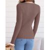 imageZESICA Womens Long Sleeve Crewneck Shirts 2025 Fall Ribbed Knit Sweater Slim Fitted Casual Basic Tee TopsMocha