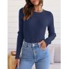 imageZESICA Womens Long Sleeve Crewneck Shirts 2025 Fall Ribbed Knit Sweater Slim Fitted Casual Basic Tee TopsNavy