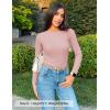 imageZESICA Womens Long Sleeve Crewneck Shirts 2025 Fall Ribbed Knit Sweater Slim Fitted Casual Basic Tee TopsPink