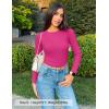 imageZESICA Womens Long Sleeve Crewneck Shirts 2025 Fall Ribbed Knit Sweater Slim Fitted Casual Basic Tee TopsRose