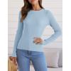 imageZESICA Womens Long Sleeve Crewneck Shirts 2025 Fall Ribbed Knit Sweater Slim Fitted Casual Basic Tee TopsSky