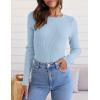 imageZESICA Womens Long Sleeve Crewneck Shirts 2025 Fall Ribbed Knit Sweater Slim Fitted Casual Basic Tee TopsSky