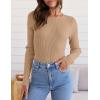 imageZESICA Womens Long Sleeve Crewneck Shirts 2025 Fall Ribbed Knit Sweater Slim Fitted Casual Basic Tee TopsToffee