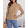 imageZESICA Womens Long Sleeve Crewneck Shirts 2025 Fall Ribbed Knit Sweater Slim Fitted Casual Basic Tee TopsToffee
