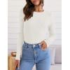imageZESICA Womens Long Sleeve Crewneck Shirts 2025 Fall Ribbed Knit Sweater Slim Fitted Casual Basic Tee TopsWhite