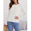 imageZESICA Womens Long Sleeve Crewneck Shirts 2025 Fall Ribbed Knit Sweater Slim Fitted Casual Basic Tee TopsWhite