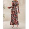 imageZESICA Womens Long Sleeve Floral Bodycon Dress 2025 Fall Fashion Ruched Mesh Wedding Guest Cocktail Party Maxi DressesFloral Black