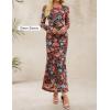 imageZESICA Womens Long Sleeve Floral Bodycon Dress 2025 Fall Fashion Ruched Mesh Wedding Guest Cocktail Party Maxi DressesFloral Black