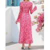 imageZESICA Womens Long Sleeve Floral Bodycon Dress 2025 Fall Fashion Ruched Mesh Wedding Guest Cocktail Party Maxi DressesFloral Rose