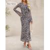 imageZESICA Womens Long Sleeve Floral Bodycon Dress 2025 Fall Fashion Ruched Mesh Wedding Guest Cocktail Party Maxi DressesLeopard
