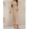 imageZESICA Womens Long Sleeve Floral Bodycon Dress 2025 Fall Fashion Ruched Mesh Wedding Guest Cocktail Party Maxi DressesSolid Apricot