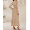 imageZESICA Womens Long Sleeve Floral Bodycon Dress 2025 Fall Fashion Ruched Mesh Wedding Guest Cocktail Party Maxi DressesSolid Apricot