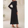 imageZESICA Womens Long Sleeve Floral Bodycon Dress 2025 Fall Fashion Ruched Mesh Wedding Guest Cocktail Party Maxi DressesSolid Black