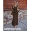 imageZESICA Womens Long Sleeve Floral Bodycon Dress 2025 Fall Fashion Ruched Mesh Wedding Guest Cocktail Party Maxi DressesSolid Coffee
