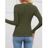 imageZESICA Womens Long Sleeve Lace V Neck Fall Shirts Slim Fit Going Out Tops Ribbed Knit Dressy Business Casual BlousesArmy Green