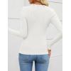 imageZESICA Womens Long Sleeve Lace V Neck Fall Shirts Slim Fit Going Out Tops Ribbed Knit Dressy Business Casual BlousesWhite
