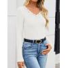 imageZESICA Womens Long Sleeve Lace V Neck Fall Shirts Slim Fit Going Out Tops Ribbed Knit Dressy Business Casual BlousesWhite
