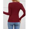 imageZESICA Womens Long Sleeve Lace V Neck Fall Shirts Slim Fit Going Out Tops Ribbed Knit Dressy Business Casual BlousesWine Red