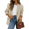 imageZESICA Womens Blazers 2025 Fall Business Casual Long Sleeve Collar Open Front Suit Work Jackets Blazer with PocketsApricot
