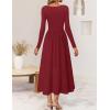 imageZESICA Fall Dresses for Women 2025 Elegant Classy Square Neck Long Sleeve Flowy Wedding Guest Party Midi DressBurgundy