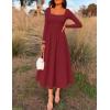 imageZESICA Fall Dresses for Women 2025 Elegant Classy Square Neck Long Sleeve Flowy Wedding Guest Party Midi DressBurgundy
