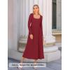 imageZESICA Fall Dresses for Women 2025 Elegant Classy Square Neck Long Sleeve Flowy Wedding Guest Party Midi DressBurgundy
