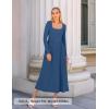 imageZESICA Fall Dresses for Women 2025 Elegant Classy Square Neck Long Sleeve Flowy Wedding Guest Party Midi DressDusty Blue