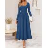 imageZESICA Fall Dresses for Women 2025 Elegant Classy Square Neck Long Sleeve Flowy Wedding Guest Party Midi DressDusty Blue