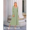 imageZESICA Fall Dresses for Women 2025 Elegant Classy Square Neck Long Sleeve Flowy Wedding Guest Party Midi DressLight Green