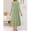 imageZESICA Fall Dresses for Women 2025 Elegant Classy Square Neck Long Sleeve Flowy Wedding Guest Party Midi DressLight Green