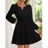 imageZESICA Long Sleeve V Neck Mini Dresses for Women 2025 Fall High Waist Ruffle Pleated A Line Cocktail Party Short DressBlack
