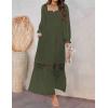imageZESICA Womens 2025 Boho Long Sleeve Square Neck Smocked High Waist Flowy A Line Lace Trim Maxi DressArmy Green