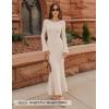 imageZESICA Womens 2025 Fall Bodycon Sweater Dress Long Sleeve Boat Neck Ribbed Knit Wedding Guest Cocktail Maxi DressesApricot