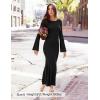 imageZESICA Womens 2025 Fall Bodycon Sweater Dress Long Sleeve Boat Neck Ribbed Knit Wedding Guest Cocktail Maxi DressesBlack