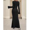 imageZESICA Womens 2025 Fall Bodycon Sweater Dress Long Sleeve Boat Neck Ribbed Knit Wedding Guest Cocktail Maxi DressesBlack