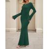 imageZESICA Womens 2025 Fall Bodycon Sweater Dress Long Sleeve Boat Neck Ribbed Knit Wedding Guest Cocktail Maxi DressesDark Green