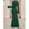imageZESICA Womens 2025 Fall Bodycon Sweater Dress Long Sleeve Boat Neck Ribbed Knit Wedding Guest Cocktail Maxi DressesDark Green
