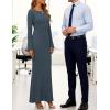 imageZESICA Womens 2025 Fall Bodycon Sweater Dress Long Sleeve Boat Neck Ribbed Knit Wedding Guest Cocktail Maxi DressesDusty Blue