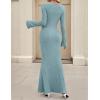 imageZESICA Womens 2025 Fall Bodycon Sweater Dress Long Sleeve Boat Neck Ribbed Knit Wedding Guest Cocktail Maxi DressesLight Blue