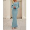 imageZESICA Womens 2025 Fall Bodycon Sweater Dress Long Sleeve Boat Neck Ribbed Knit Wedding Guest Cocktail Maxi DressesLight Blue
