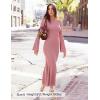 imageZESICA Womens 2025 Fall Bodycon Sweater Dress Long Sleeve Boat Neck Ribbed Knit Wedding Guest Cocktail Maxi DressesPink